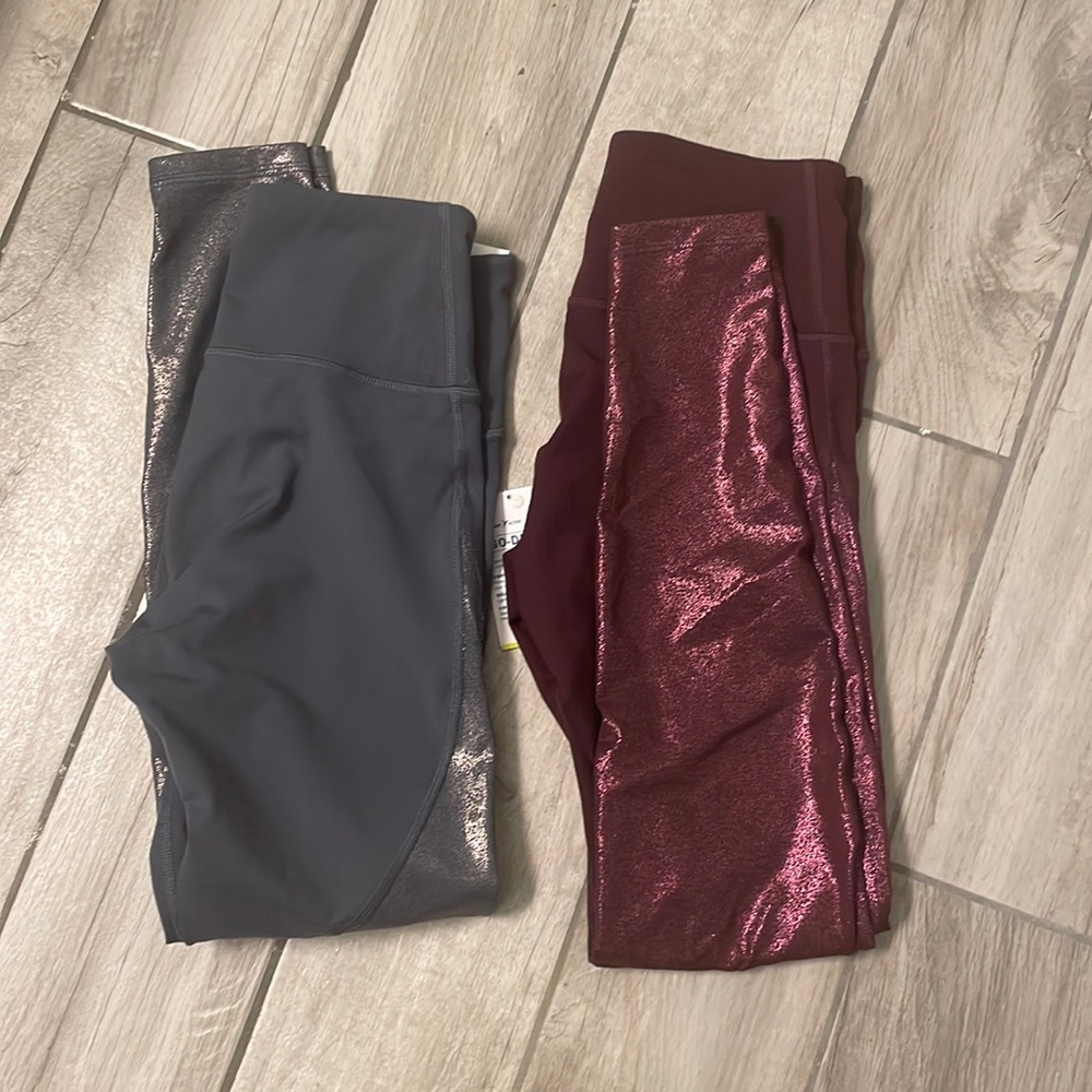 Grey and maroon old navy sparkle leggings size small